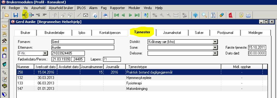 Tekniske hjelpemidler, dette gjøres i systemadministrasjon i bildet hvor man definerer tjenester).