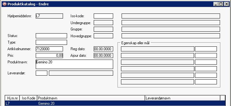 4.1 Minimum registrering Når du oppdaterer lagret med hvilke produkter du har på lager, er feltene vist i registreringsbildet de felt du må ha med for å kunne lagre.