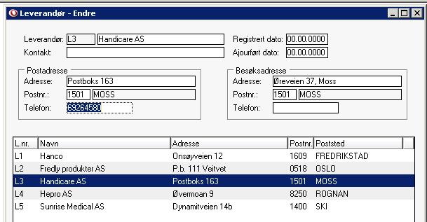 Leverandørens artikkelnummer og hjelpemiddelets navn anbefales brukt ved registrering, disse er også søkbare når man senere skal søke frem hjelpemidler. 4.