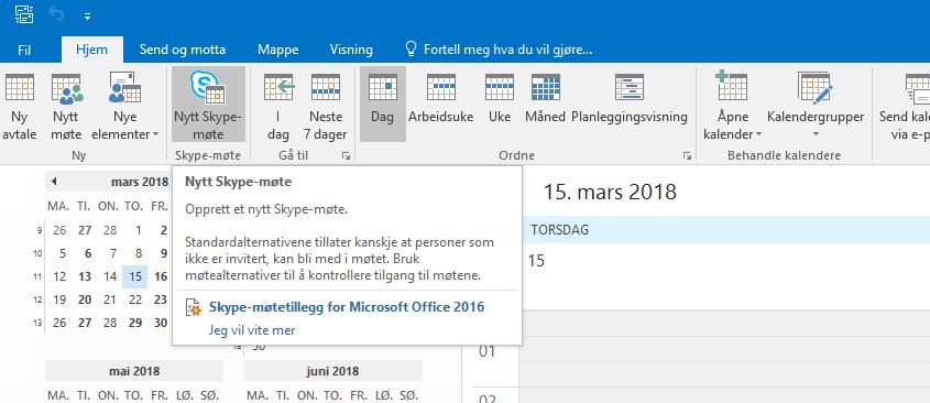 3. Opprette et Skype-møte fra Outlook For å booket et Skype-møte, klikk på [Nytt