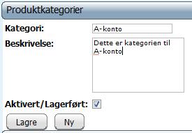 Oppsett faktura Før dere kan begynne å bruke Faktura systemet, må det bli satt opp Kategori og Artikkel. Dette gjør dere ved å gå på og. Lag kategori Det første man må sette opp er en Kategori.