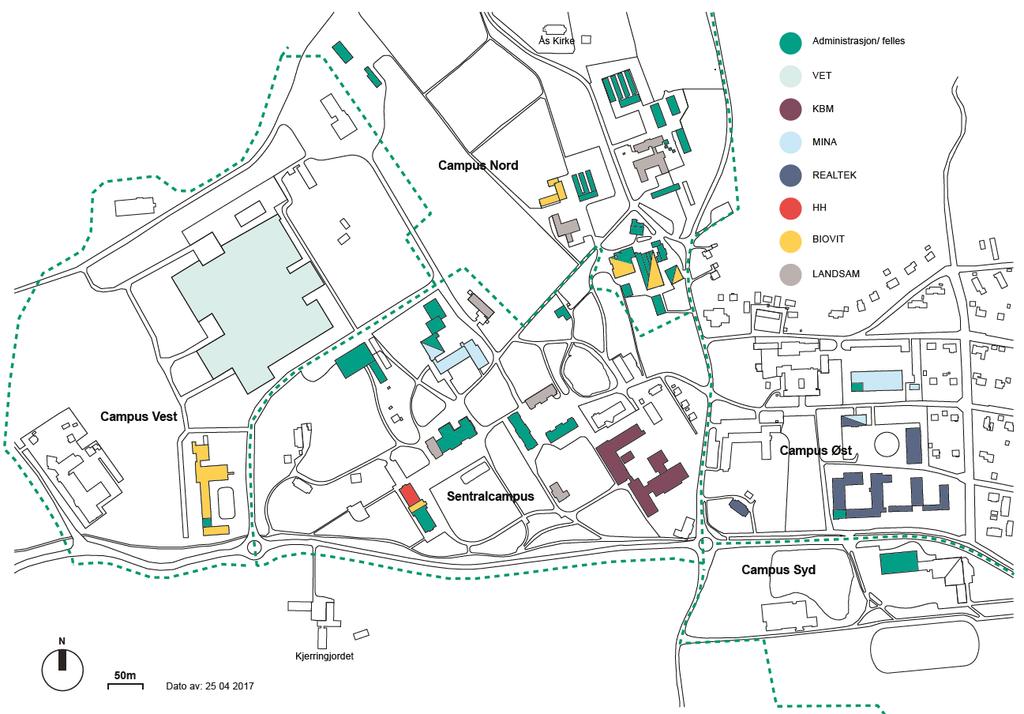 Et oversiktskart over Campus med lokalisering for fakultetene og universitetsadministrasjonen pr. i dag, framkommer på kartet under. Kartet vil bli gjennomgått på seminaret 29