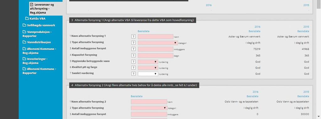 skjemagruppe 1 angis vannleveransen fra