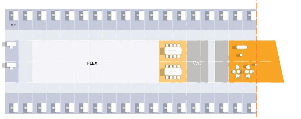 CELLE 8 M 2 Noe mindre cellekontorer som vil ha mye av den samme funksjonaliteten som de store cellekontorene, men med mindre plass til oppbevaring og til å ha møter og flere besøkende på kontoret.