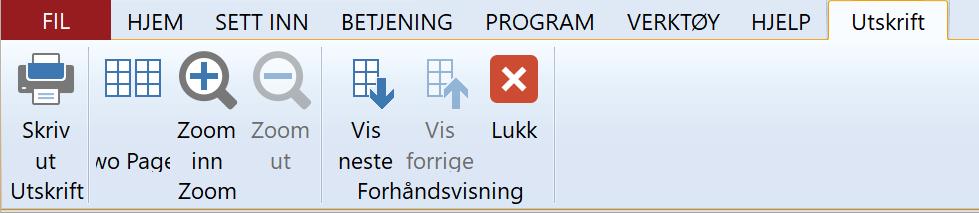 Utskrift Menyvalgene er de samme for både Enkle og Normale menyer. Utskrift Skriv ut Se kapitlet skriv ut på side 7. Zoom To sider Veksler mellom en og tosiders visning.