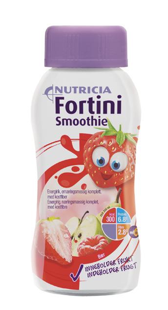 Næringardrykkir fyrir börn Fortini Smoothie Multi Fibre Fortini Smoothie (200 ml) er orkuríkur næringardrykkur (1,5 / ml) fyrir börn frá 1 árs aldri. Drykkurinn er íkur, inniheldur m.a. náttúru-lega ávexti og grænmeti auk vítamína og steinefna.