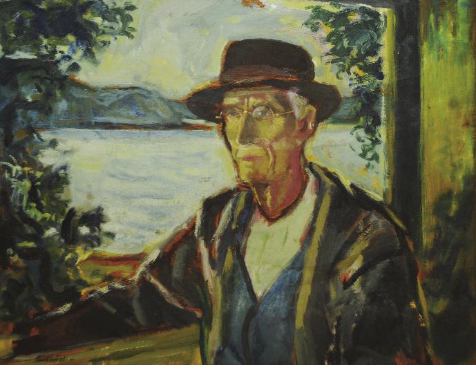 Barna i skogen, 1943. Olje på lerret. Med dette måleriet debuterte Kjell Aukrust som målar på Statens haustutstilling i 1945. Eigar: Aukruststiftelsen.