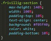 Figur 51: CSS-kode for Bli frivillig - seksjonen (main.css) Figur 52: Styling av mellomrom ( <hr> ) (main.