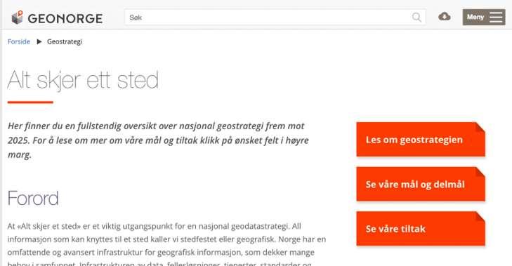 Hovedelementer Geodatastrategien status og videre løp (?