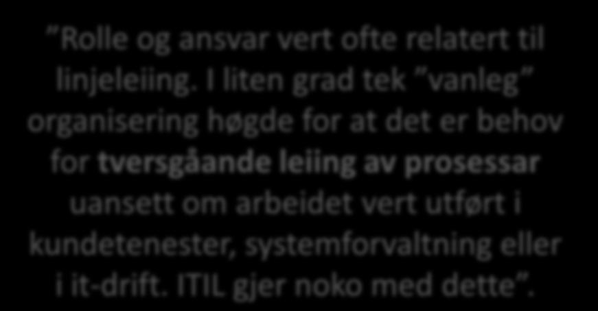 Rolle og ansvar vert ofte relatert til linjeleiing.