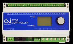 ETO2 4550 SNØSMELTEREGULATOR PRODUKTINFO ETO2 4550 TEKNISKE DATA Spenning 230V 50/60Hz Eget effektforbruk 6V Utganger (3 stk) 10A, 10A, 16A (potensialfrie) Av/på differanse 0,3 C Temperaturskala 0-5