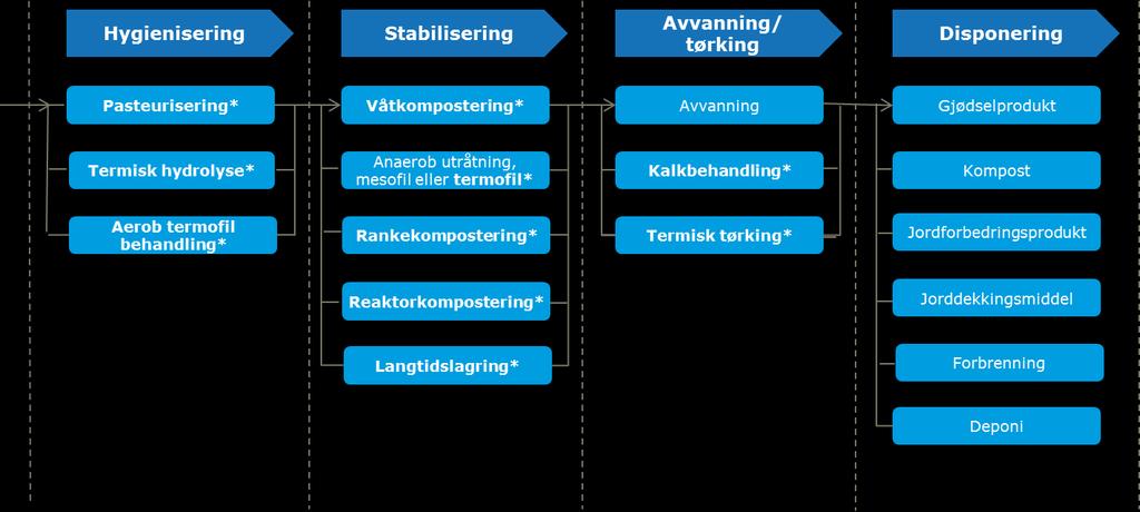 16 av 76 Figur 2: Metoder for håndtering av slam og annet organisk