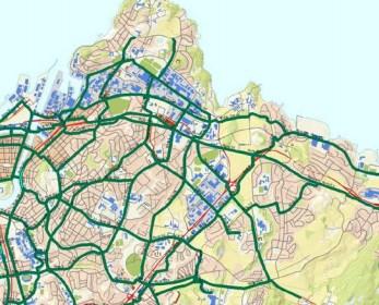 TUNGAVEGEN 1 MED TILGRENSENDE OMRÅDER - FORSLAG TIL PLANPROGRAM 23 tilgang på å få sykkel med på kollektive transportmiddel. Grønne linjer viser hovednett for sykling i Trondheim.