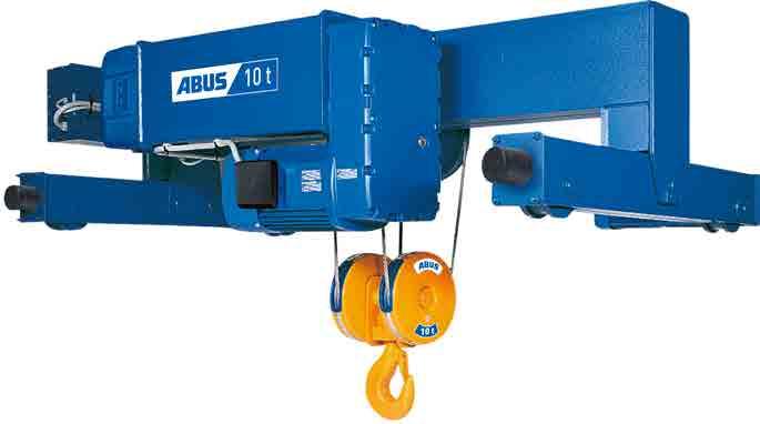 ABUS wiretaljer for todragerkraner Kapasiteter: Til 63 t Byggeform D - Mellomløpekatt i normalutførelse Leddet hjuloppheng for garantert kontakt på alle fire hjul