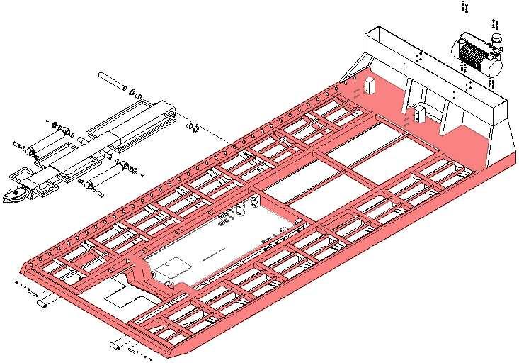 Tippramme manøvreres opp og ned via to hydrauliske sylindre opphengt i hjelperamme.