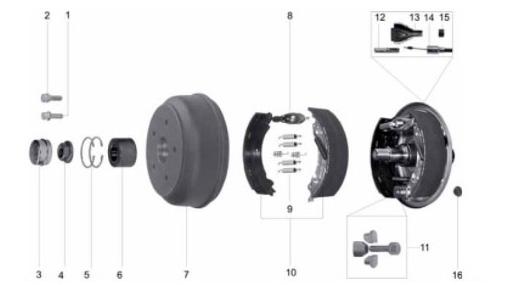 DIVERSE PÅLØPSDELER KNOTT 20-2425/1 Betegnelse Pos Artikkel.Nr. Knott navkapsel Ø64 3 47151 Knott låsemutter akseltapp 4 407963.001 Knott segring 64x2 5 D472.