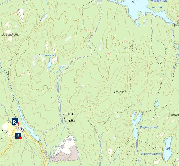 eksisterende grønnstruktur. Skogsbilvei fra Oredalen går forbi området og fram mot Røskestadvannet. Områdene ved Røskestadvannet har stor friluftsbruk.