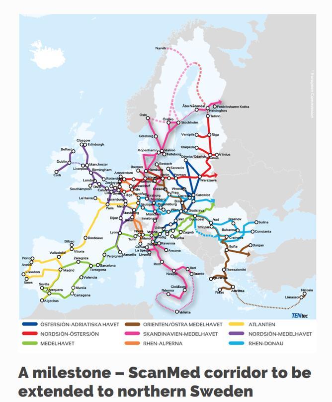 Mediterranean Corridor will connect with the Swedish core ports of Luleå in