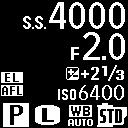 INNSTILLING AV SUB-SKJERM SKJERMINNSTILLING Velg elementene som skal vises på den sekundære LCD-skjermen. 1 Trykk på MENU/OK og velg D SKJERMOPPSETT > INNSTILLING AV SUB-SKJERM i fanen D (OPPSETT).