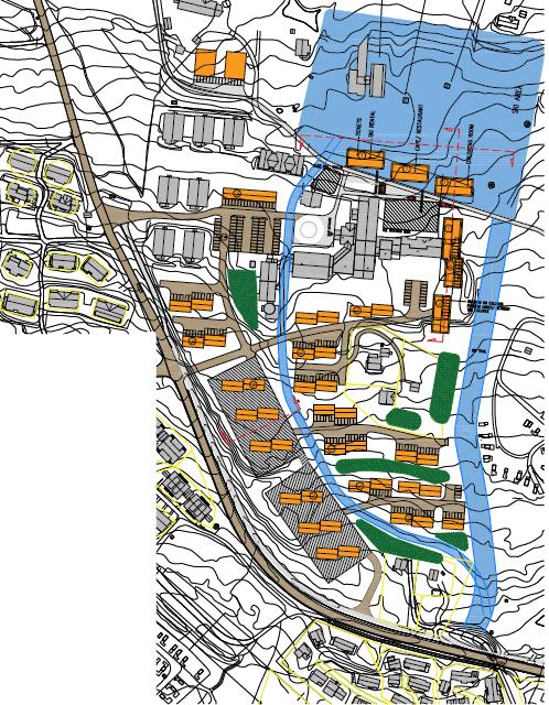 6 Tiltaket/alternativer Nye utbyggingsområder sammenlignet med kommunedelplan for Skei Figur 6-2: Eksempel på mulig utbygging i henhold