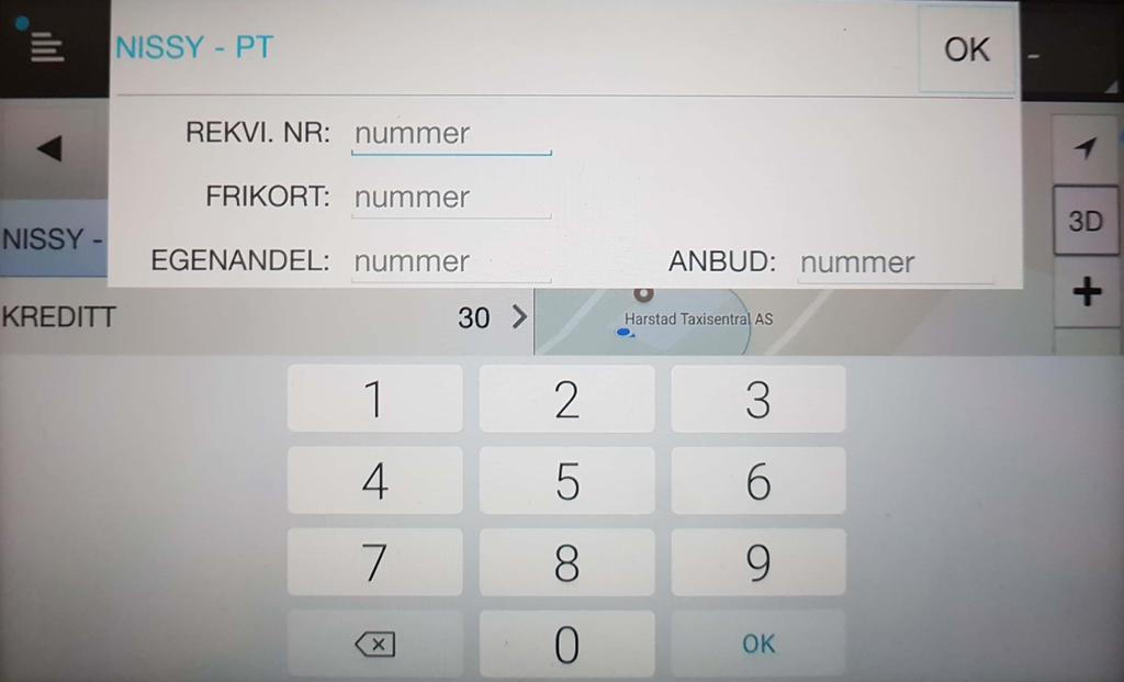 1: Legg inn informasjon du får på telefon 2: trykk OK for å lagre informasjonen Når kunden er ankommet bilen 1: Ring 776 26000 for å få tur id.