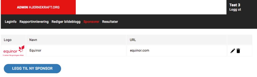 3. Lagsiden - Sponsorer Dersom laget har egne sponsorer, kan de legge disse til
