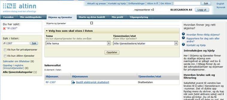 Eksempel på et resultat i skjemaet etter endring. 6 Manuell innhenting av skattekort via Altinn tjeneste.