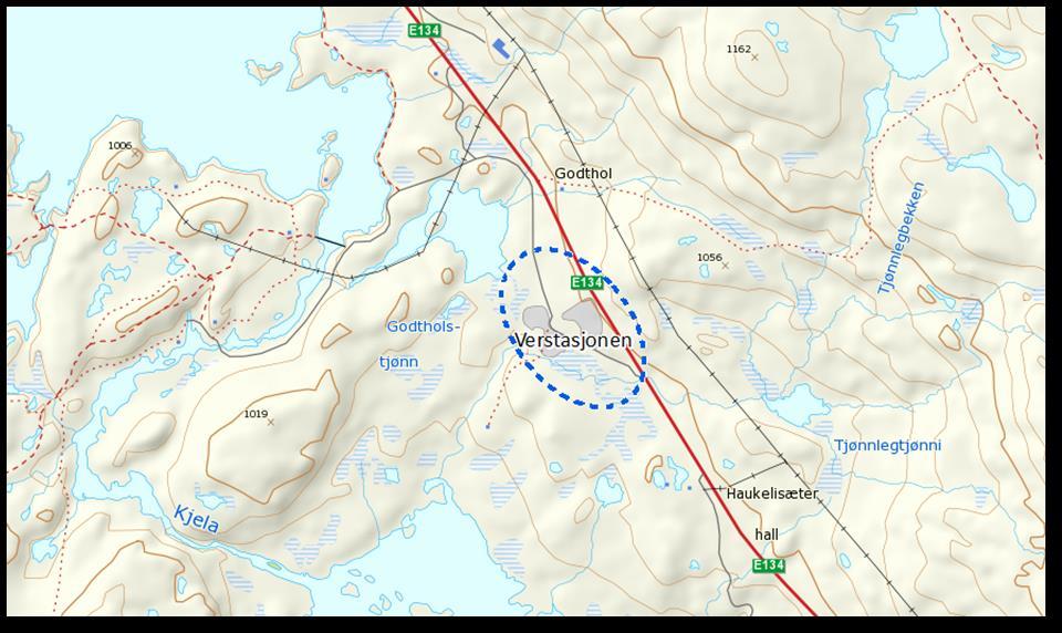 3.4.3 Vêrstasjonen Området kalla Vêrstasjonen ligg mellom dagens E134 og prosjektert ny E134. Området ligg vest for Haukelisæter hall på vel 1000 moh.