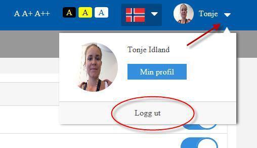 8. Logge ut Du logger ut av systemet ved å trykke på ditt navn i menylinjen.