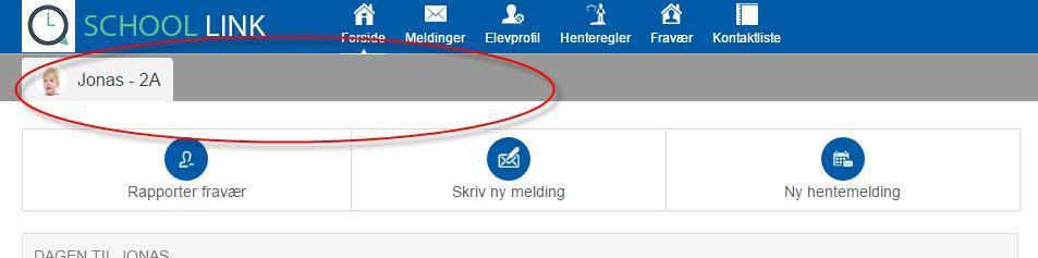 fravær", "Skriv ny melding" og "Ny hentemelding".