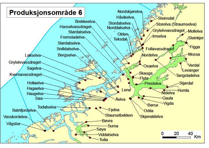 5.3.4 Stadt til Hustadvika (Produksjonsområde 5) Ørstaelva som renner ut Ørstafjorden (NLF 12) er beskyttet i hele denne fjorden (Figur 15).