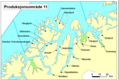 Det regnes ikke over 1 % dødelighet for noen av elvene som renner gjennom de nasjonale laksefjordene i dette området. 5.3.
