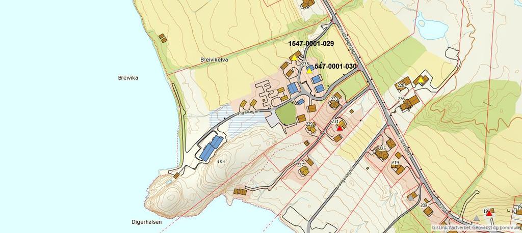 Figur 4. Kartet viser Sefrak-registrerte bygninger innenfor planområdet.