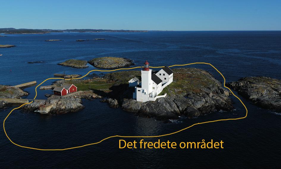 Det fredete området Fra Riksantikvarens fredningsvedtak: Omfanget av fredningen: Fredningen gjelder hele øya som fyrstasjonen ligger på. (Se kart s 38).