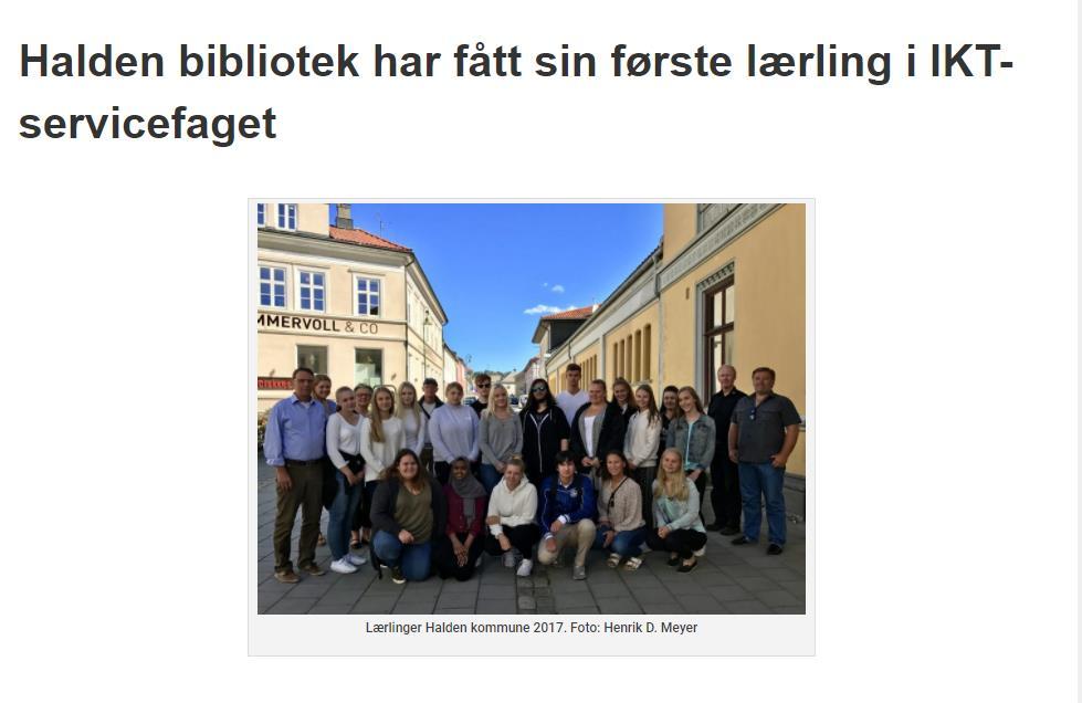 Halden bibliotek/ullensaker bibliotek Samarbeid med Halden VGS/IKT