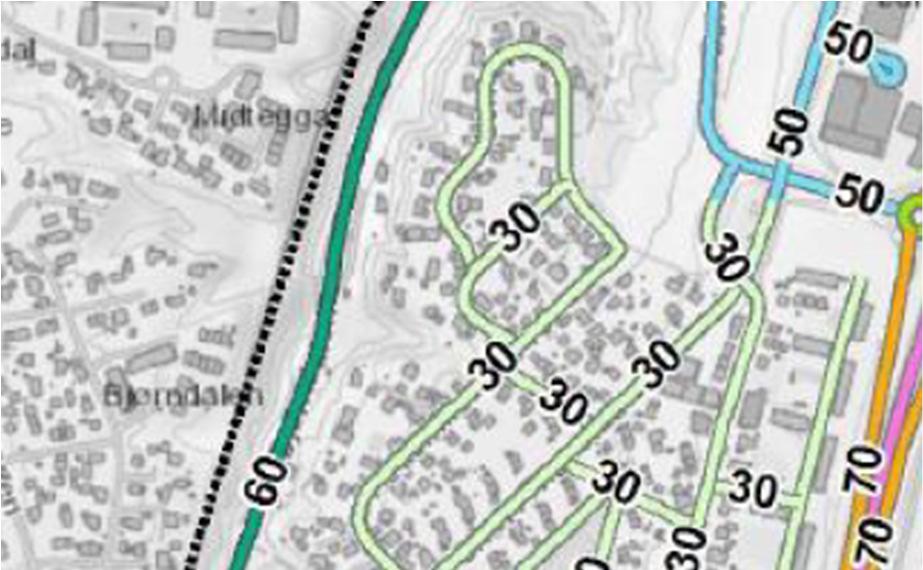 11 Figur 5: Gjeldende fartsgrenser på veier i og rundt planområdet. 4.