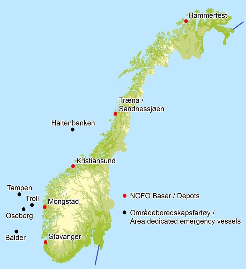NOFO har tilgang til omfattende oljevernressurser som kan mobiliseres for hele den norske kontinentalsokkelen 20 fulltids ansatte 50 vakt / ressurstøtte personer fra operatørselskapene 25 Oil