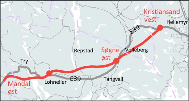 Anlegg E39 Kristiansand vest Mandal øst Om prosjektet