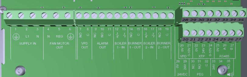 20 Produktinformasjon 3120076 EB10v2 20180704 3.2.1 Lysdioder og klemrekke Nedenfor forklares tilkoblingsmulighetene for klemrekken samt lysdiodenes visninger. PT1000 PT1000 Nr. Betegnelse Maks.