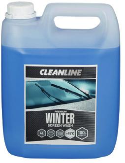 CLEANLINE FERDIGBLANDET VINTERSPYLERVÆSKE -15 C og -18 C Cleanline Screen Wash inneholder aktive virkestoffer som fjerner trafikkfilm, støv og veisalt.