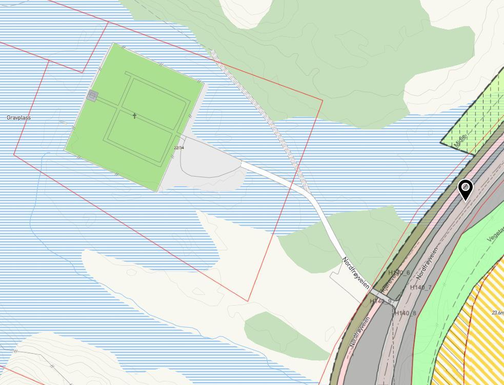 Området grenser inntil reguleringsplan for Nordhamarvik Industriområde fra 2013 hvor dagens avkjørsel til gravplassen er innregulert.