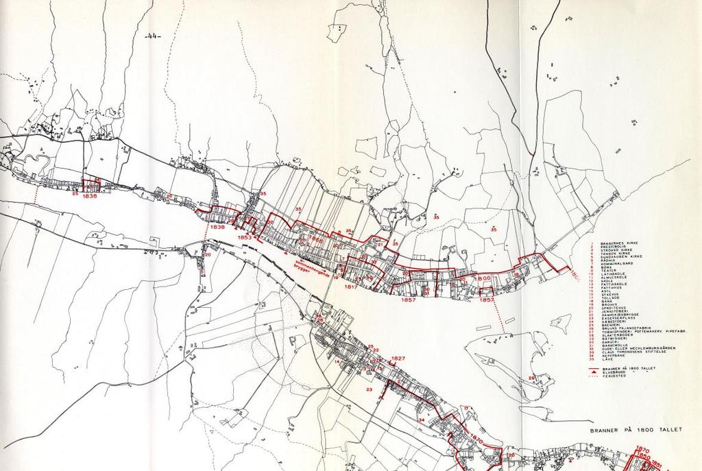 Eksempel på sammenhenger i den bygde strukturen i dag Handelsgårdene i Øvre Storgate / Øvre Sund bygget etter brannen i 1838