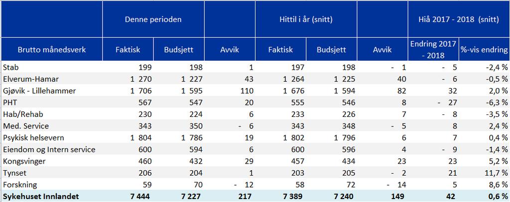 Bemanning månedsverk pr