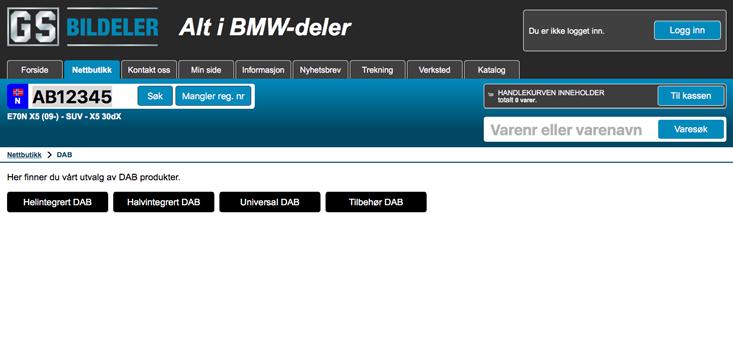 VIKTIG! Valg av integrert DAB-adapter til BMW er avhengig av utstyrskoden til din bil.