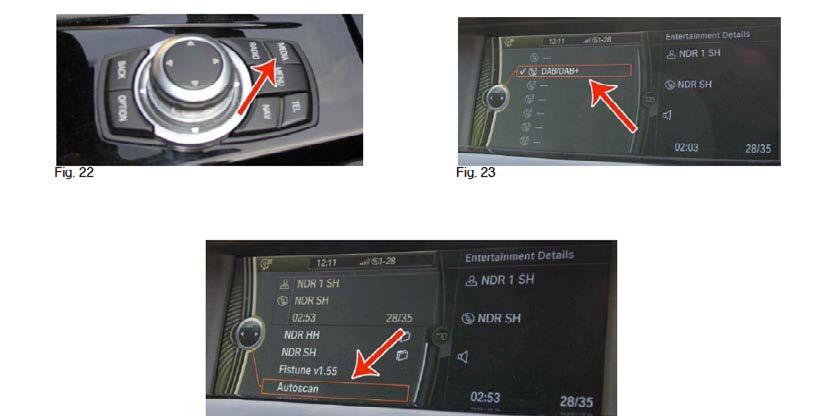 Søke inn DAB med BMW CIC: Kufatec integrerer seg helt i bilens idrive system. All informasjon kommer opp i bilens multimediaskjerm.