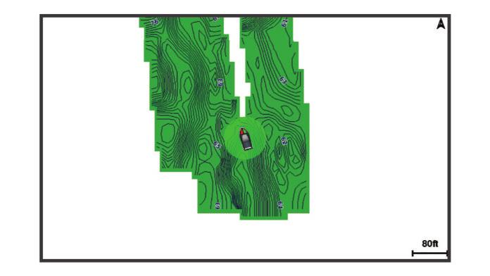 En grønn sirkel indikerer god dybde og GPS-posisjon og en hastighet under 16 km/t (10 mph). En gul sirkel indikerer god dybde og GPS-posisjon og en hastighet mellom 16 og 32 km/t (10 og 20 mph).