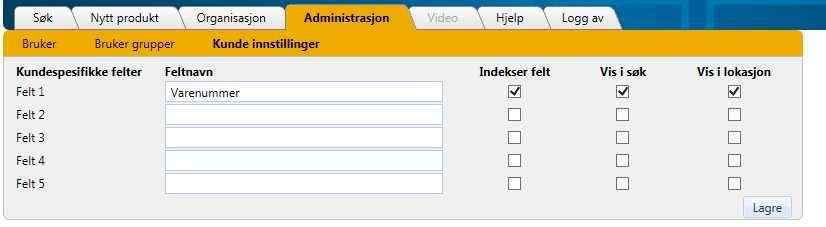 6.5 Kundeinnstillinger dine spesialtilpassede felt Administratoren kan om ønskelig definere inntil 5 kundespesifikke felter i SafeUse.