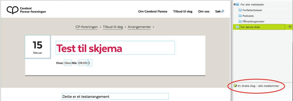 I nedtrekksmenyen for «For denne side», velg «Lim inn».