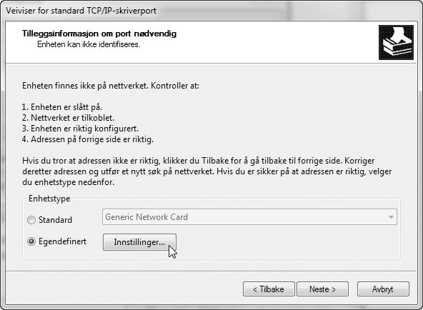 5 Velg [Egendefinert], og klikk på [Innstillinger]-knappen. (2) Tast inn [lp]. (3) Klikk på [OK]-knappen.