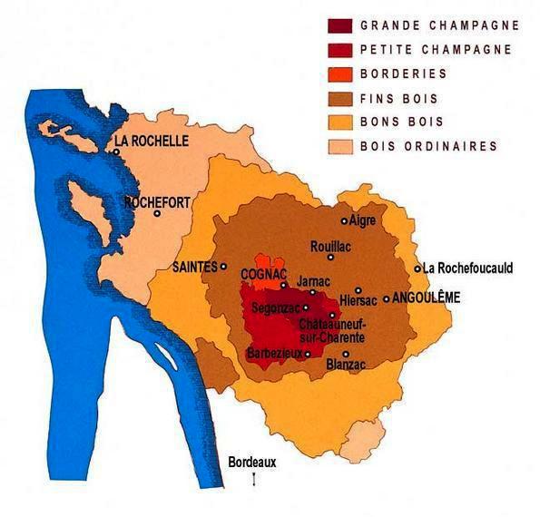 Cognac Charante- regionen Ideelt klima for hvitvin med god syre Strategisk havn Verdens mest kjente brennevin Druer: